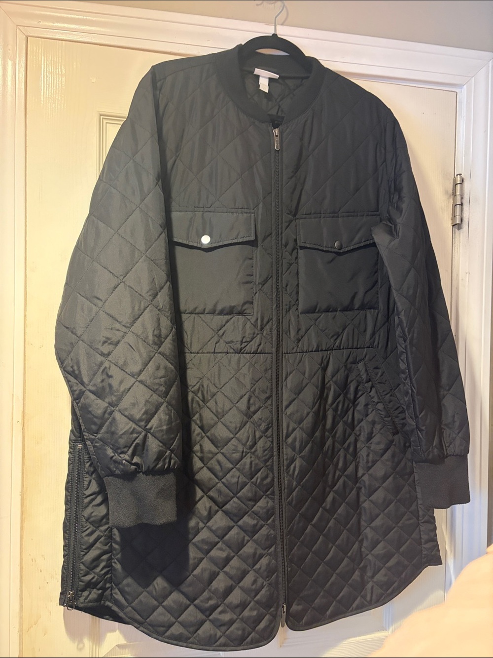 Zella NWOT Black Quilted Bomber Coat